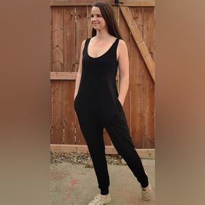 Prana Vida Medium Black Reversible Tank Romper with Pockets